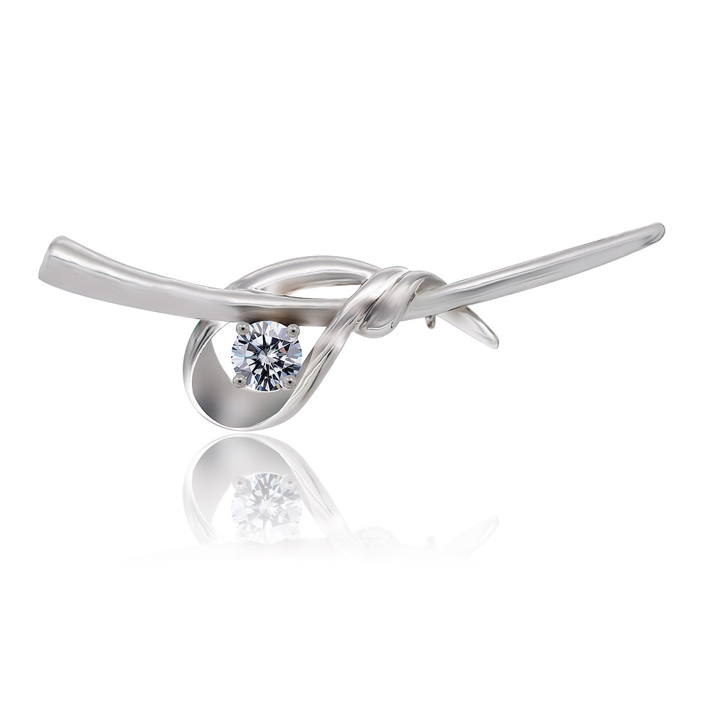 Tied Bow Cubic Zirconia Brooch